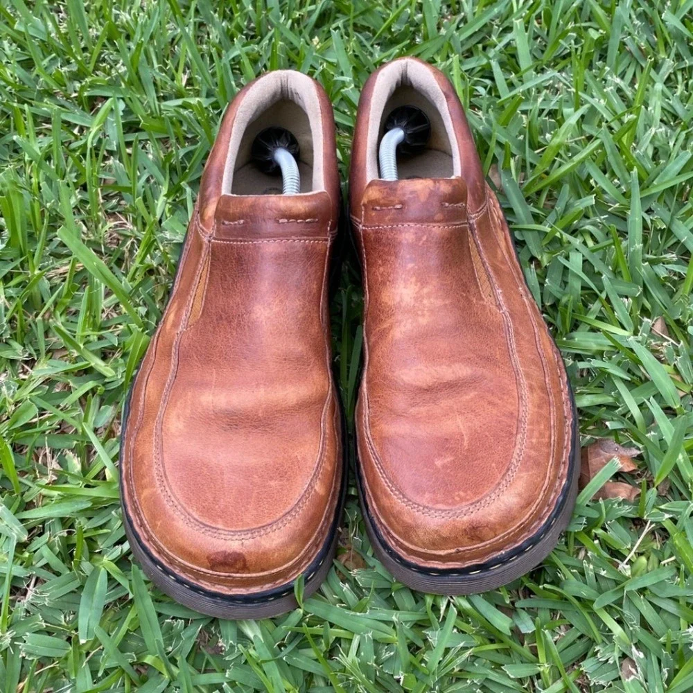 Dr. Martens 8B79 Mens Brown Leather Slip On Loafers Size US 12 Moc Toe Shoes